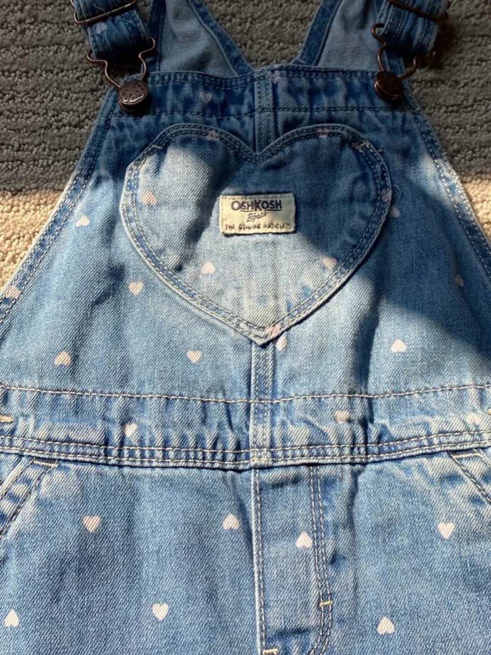 Girls' OshKosh Heart Print Denim Overalls
